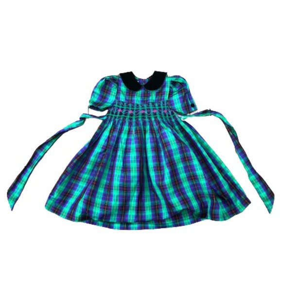 Vintage Bonnie Jean Tartan Plaid Taffeta Formal Holiday Christmas Party Dress 6 - Picture 4 of 15